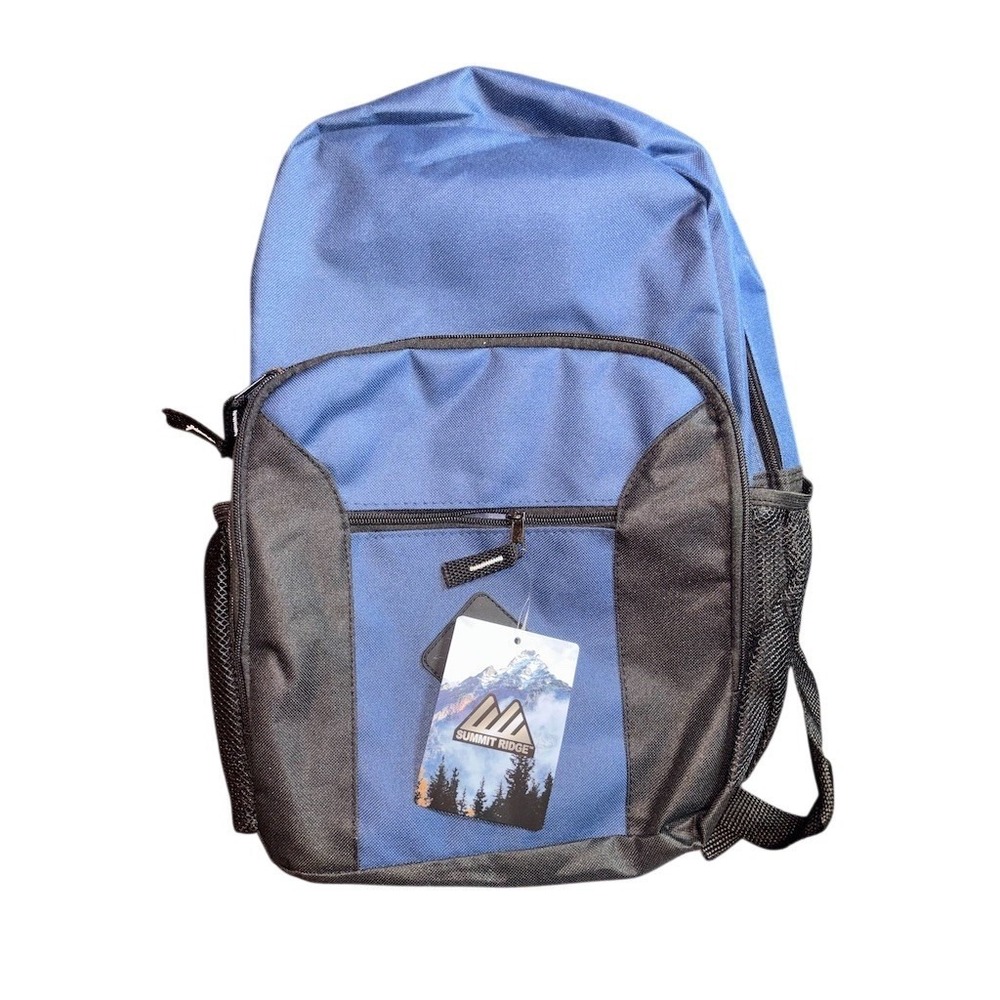 Everest Summit Ridge Backpack Blue/Black Front Zip Pocket Dual Mesh Sides hiking
